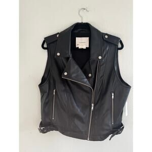 NWT By Anthropologie Cropped Faux-Leather Sleeveless Moto Jacket